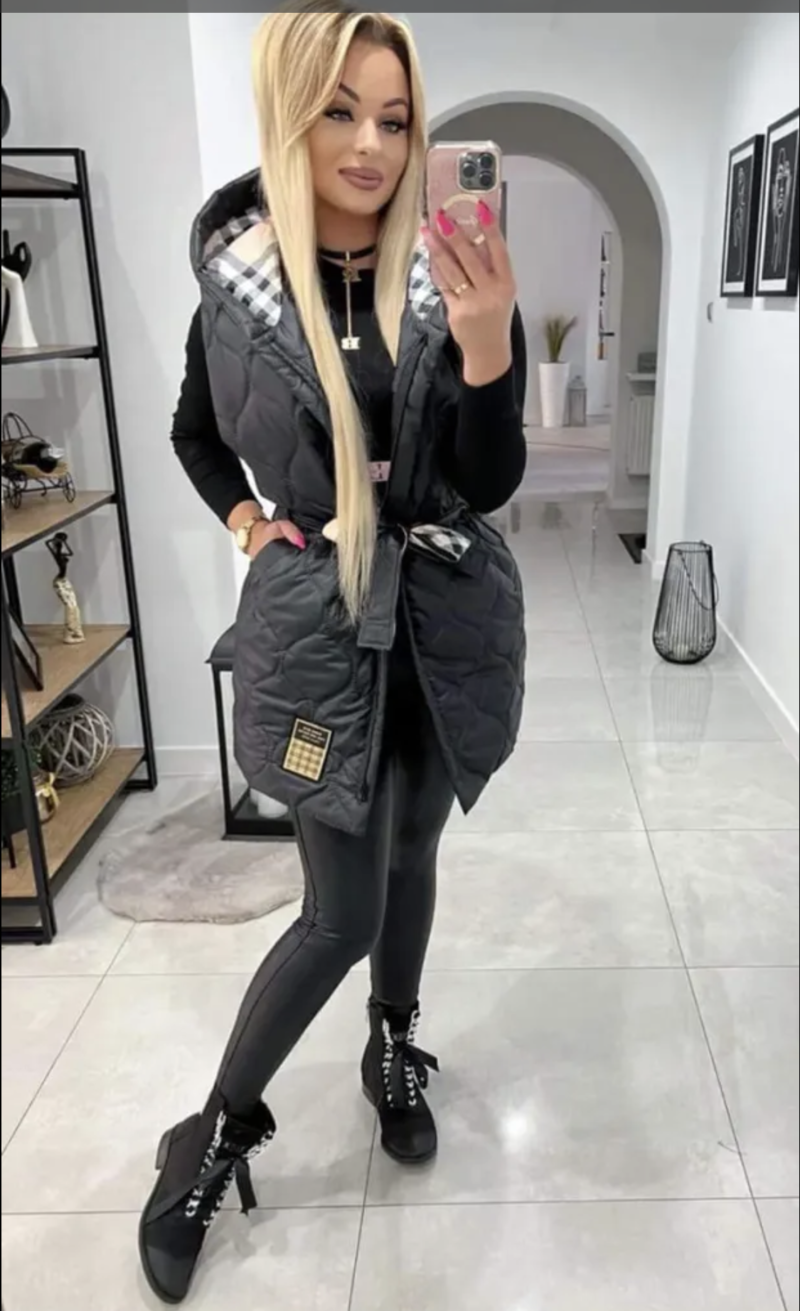 Riana hosszú kapucnis mellény