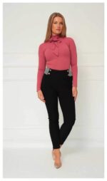 Elegáns nadrág tyúklábmintás derékkal