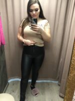 Fűzős derekú bőr legging