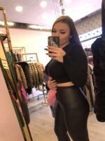 Fűzős derekú bőr legging