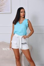 nazyra rövidnadrág hideg selyem 3 d írás fehér fekete megkötős kényelmes