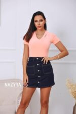 nazyra farmerszoknya szoknya farmer gombos elasztikus rugalmas