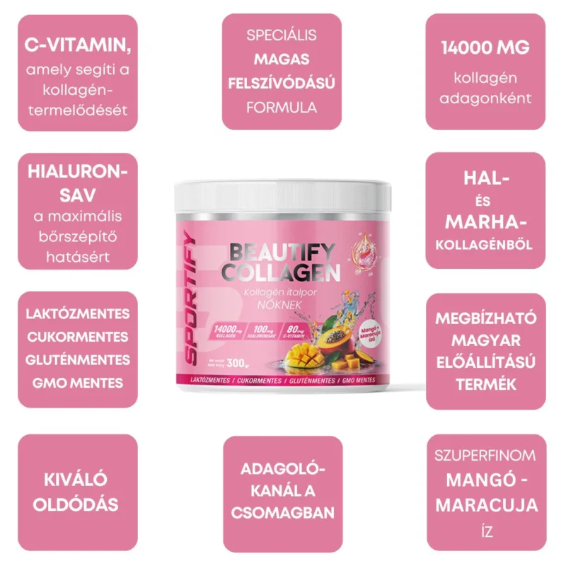 kollagén magyar termék beauty collagen mango maracuja gyorsan oldódó