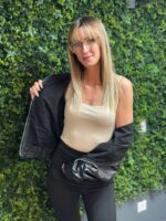 műbőr rövid bélelt cipzáros fekete kabát